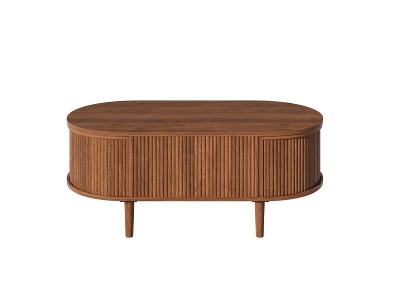  Table basse ovale, 100x48x54,5 cm, avec rangement, mdf, noyer  - Conforama D