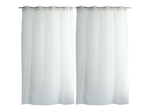Voilages fenêtres, à œillets, blanc et vert jade, 140x240cm, lot de 2, plumetis, collection lolita, cmadeco - blanc