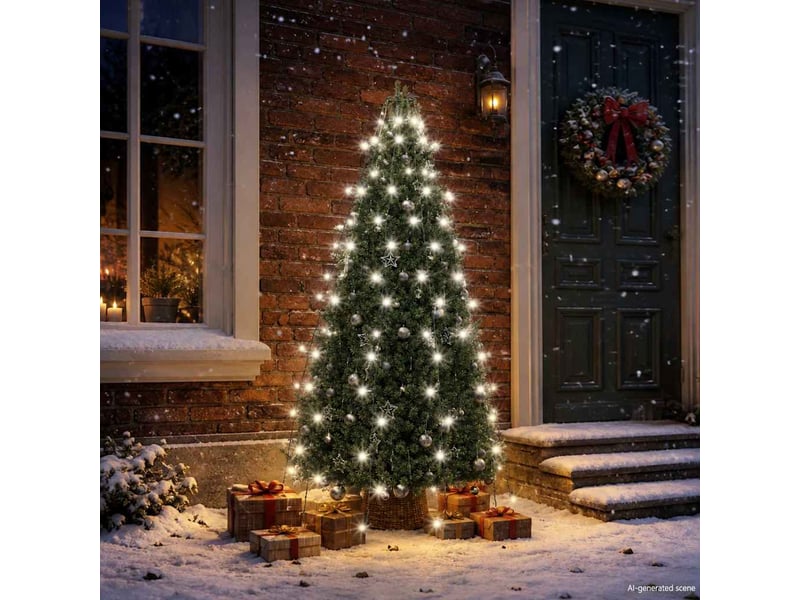  Guirlande lumineuse d'arbre de noël 150 led blanc froid 150 cm  - Conforama C