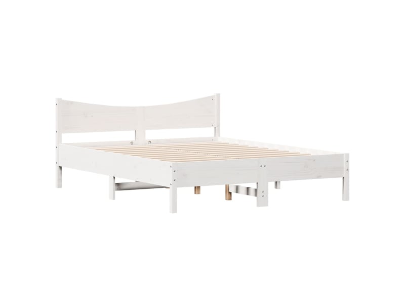  Lit double- lit adulte -  cadre de lit sans matelas blanc 150x200 cm bois de pin massif  - Conforama B