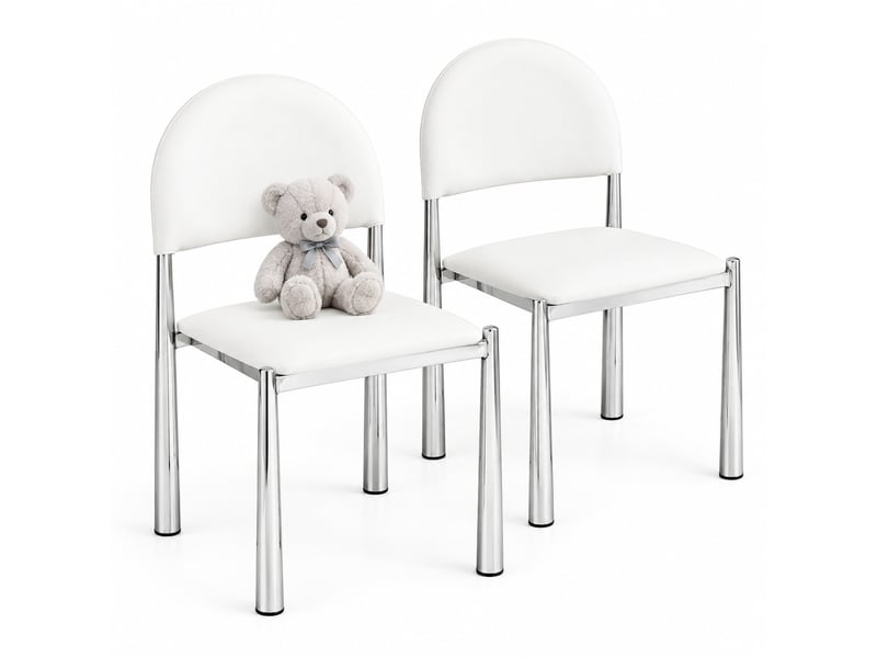  Lot de 2 chaises de salle à manger,45x48x80 cm,similicuir,blanc  - Conforama A