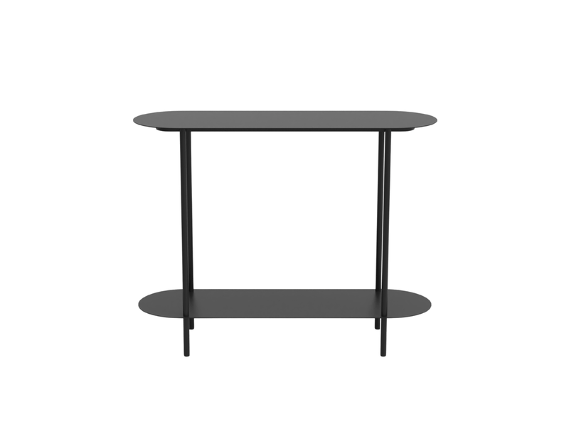 Console à deux niveaux en métal noir h77 cm - sasha  - Conforama A