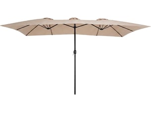 Parasol de jardin exterieur 4,3x2,7m, grand parasol rectangulaire double pour 6-8 personnes avec manivelle, 12 baleines, protection solaire (marron)