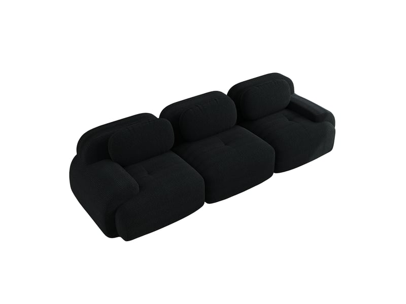  Canapé modulable, canapé 3 places, en velours tricoté, noir, livré monté, sans structure, chambre, pour salon  - Conforama D
