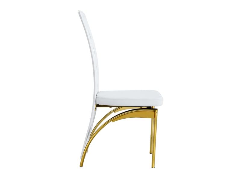 Lot de 6 chaises de salle à manger 43x49x102,5 cm motif ajouré métal polyuréthane blanc et doré  - Conforama D