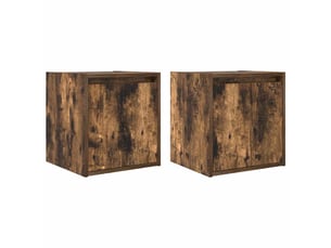 Lot de 2 tables de chevet - cabinet de chevet - table de nuit murales chêne fumé 38x34x40 cm