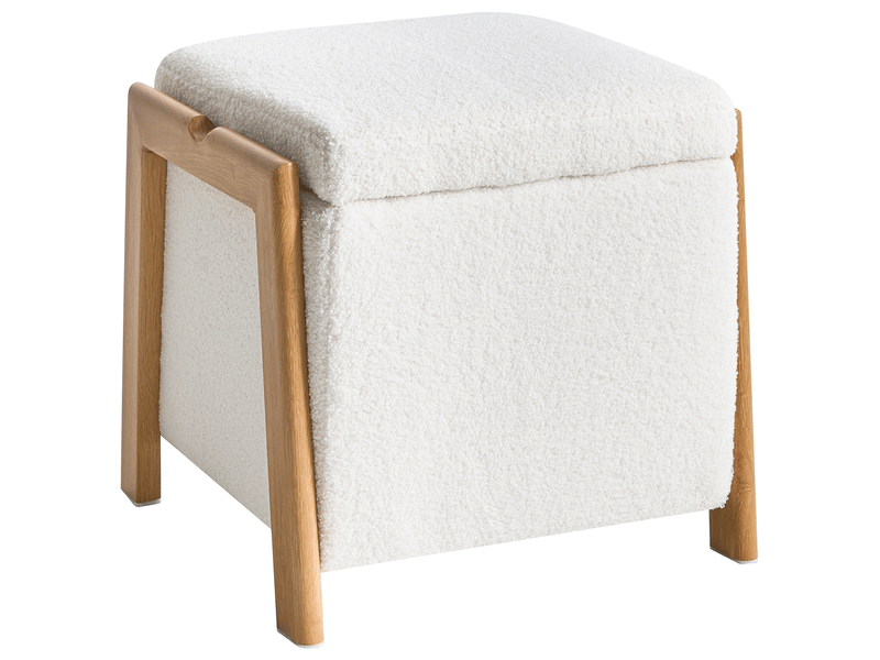 Ensemble de salon 3 places edland bouclé blanc avec pouf  - Conforama E