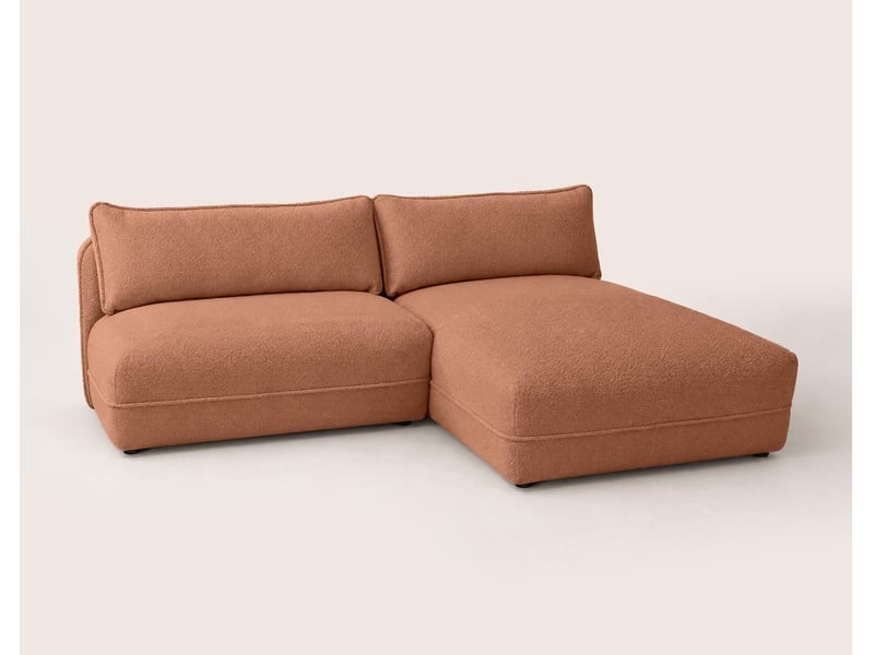 Lucien - canapé d'angle droit 4 places ouvert en tissu bouclette - - rouille LUCIEN - Conforama D