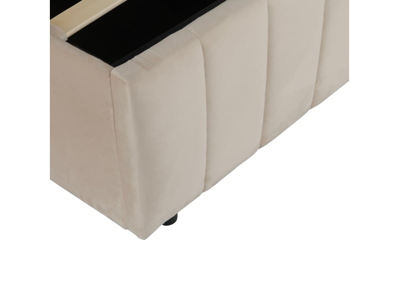 Lit coffre 160x200 velours écru avec tête de lit terre de nuit - Conforama D