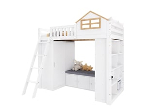 Lit combiné 90x200 cm MODENUIT coloris blanc
