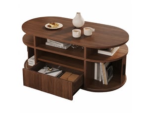 Table basse ovale coloris marron - 50 cmx100 cm