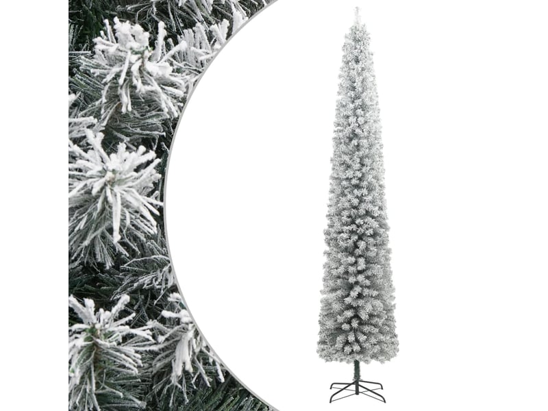  Sapin de noël, arbre de noël mince avec support et flocon de neige 270 cm pvc  - Conforama B