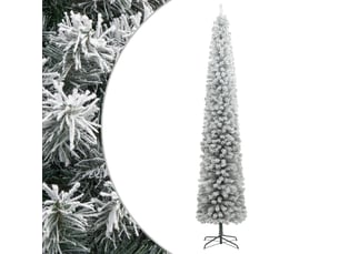 Sapin de noël, arbre de noël mince avec support et flocon de neige 270 cm pvc