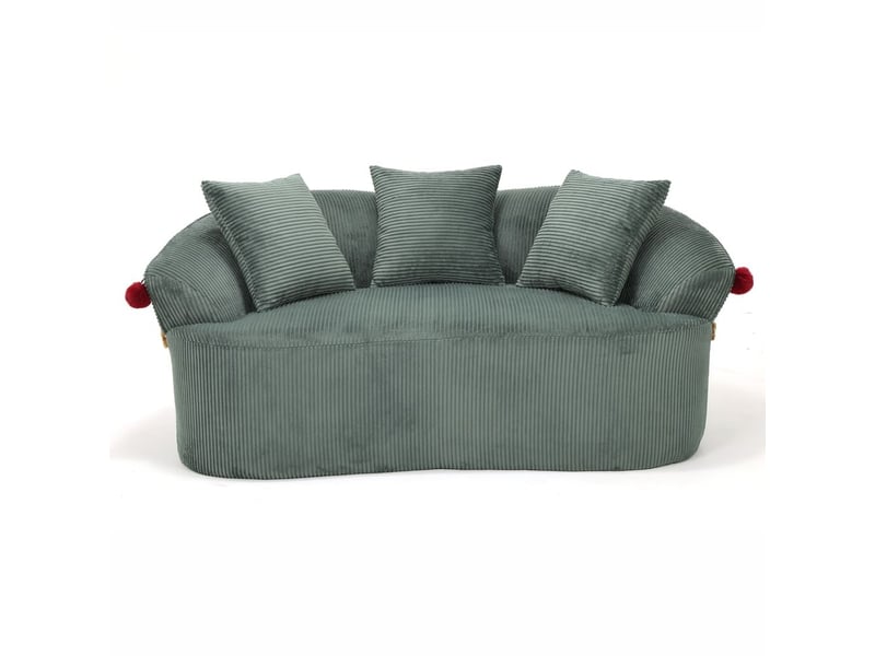 Canapé droit 2 places en cordonnet, design chapeau de clown, coussins et tapis pour animal inclus, ambiance chaleureuse et confortable - Conforama A