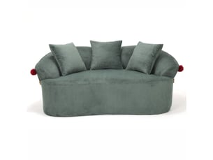 Canapé droit 2 places en cordonnet, design chapeau de clown, coussins et tapis pour animal inclus, ambiance chaleureuse et confortable