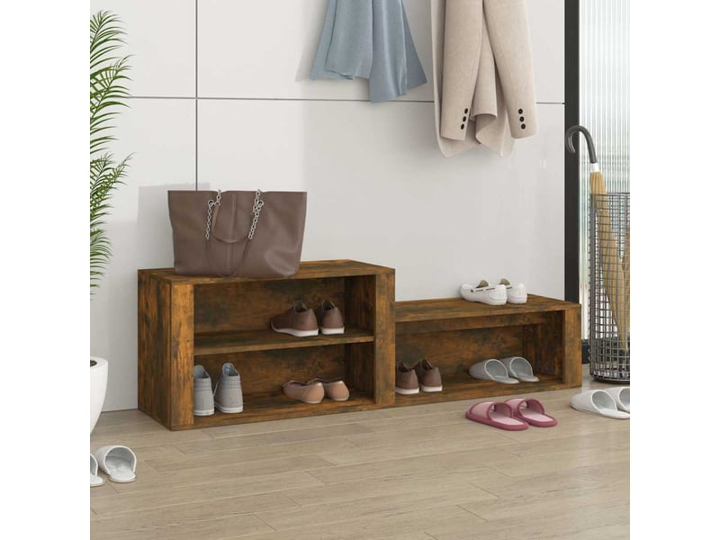  Meuble à chaussure | armoire à chaussures chêne fumé 150x35x45 cm bois d'ingénierie  - Conforama B