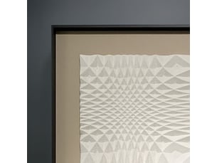 Tableau peinture à l'huile relief carré cadre aluminium noir - 50x50