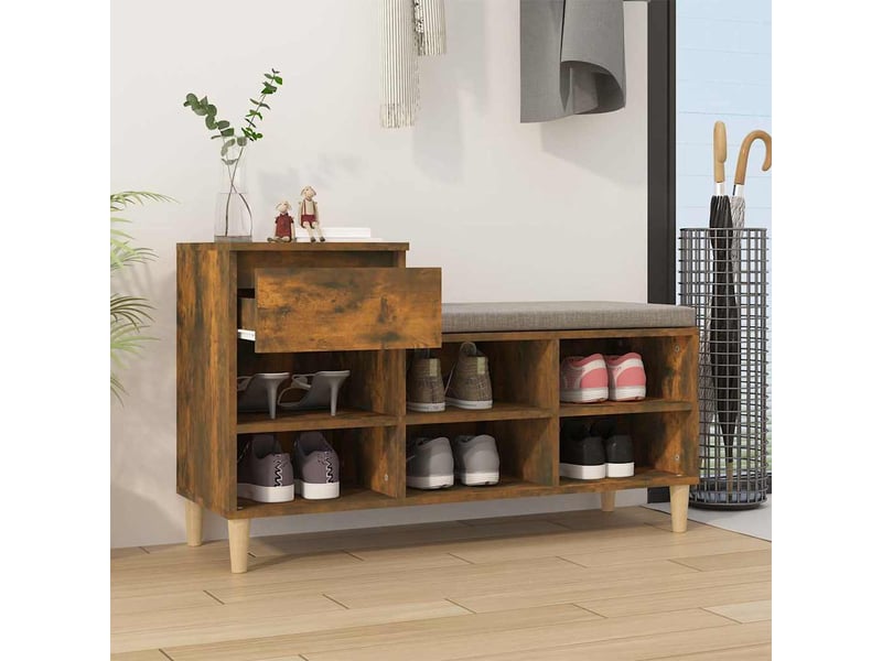  Meuble à chaussure, armoire à chaussures chêne fumé 102x36x60 cm bois d'ingénierie shl9587  - Conforama C