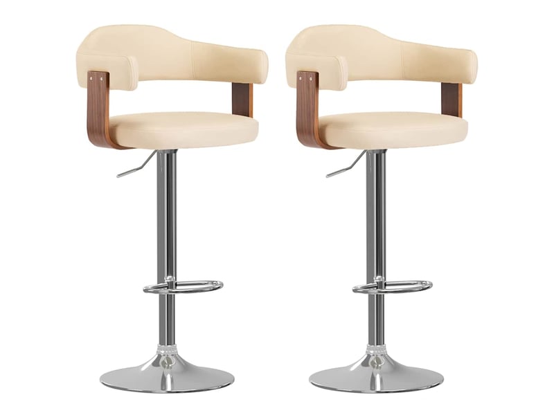  Lot de 2 tabouret de bar, chaise de bar crème bois courbé et similicuir shl16356  - Conforama B