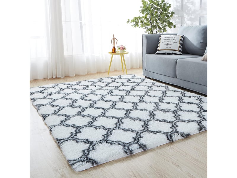  Tapis de décoration, tapis shaggy longues tapis antidérapant pour salon chambre canapé tapis de plancher,super doux, (blanche lanterne, 60 * 120cm) PA308008JJZJ - Conforama B