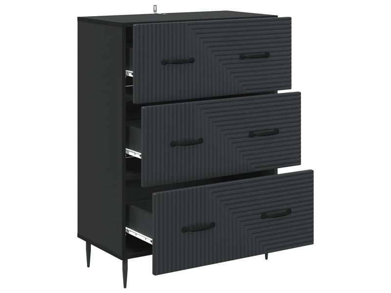  Armoire de rangement bureau, armoire à tiroirs noir 66 x 34,5 x 89,5 cm bois d'ingénierie  - Conforama E
