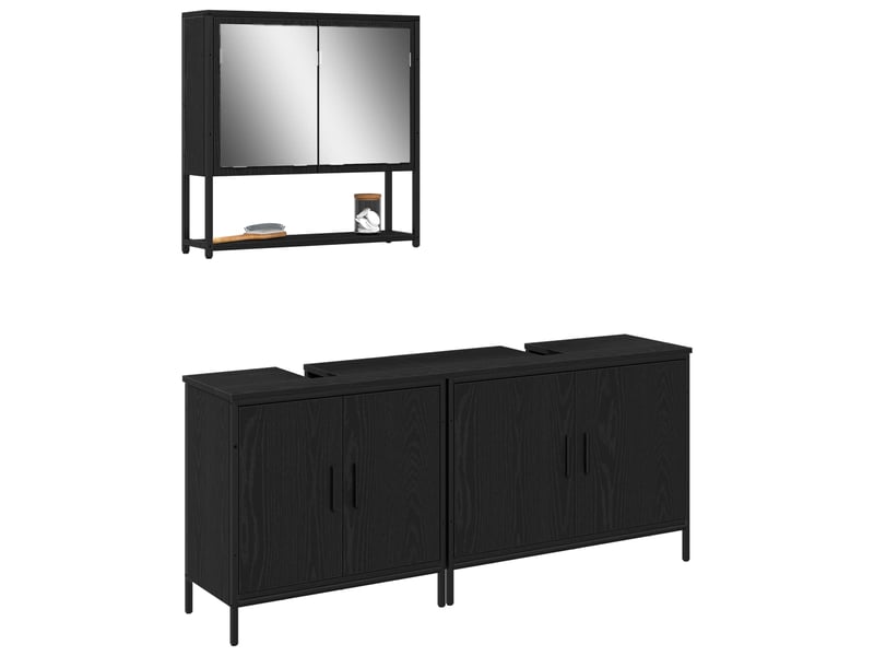  Ensemble de mobilier de salle de bain 3 pc noir 80 x 30 x 60 cm cf64420  - Conforama C