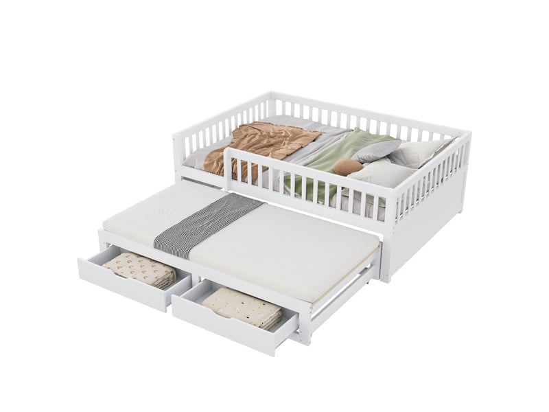  Lit gigogne 140x200cm coloris blanc bois massif lit enfant blanc - Conforama A