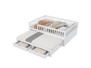Lit gigogne 140x200 cm <strong>MERAX</strong>  <strong>lit enfant blanc</strong> coloris blanc
