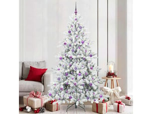 Sapin de noël, arbre de noël artificiel à branches articulées blanc 210 cm shl7953