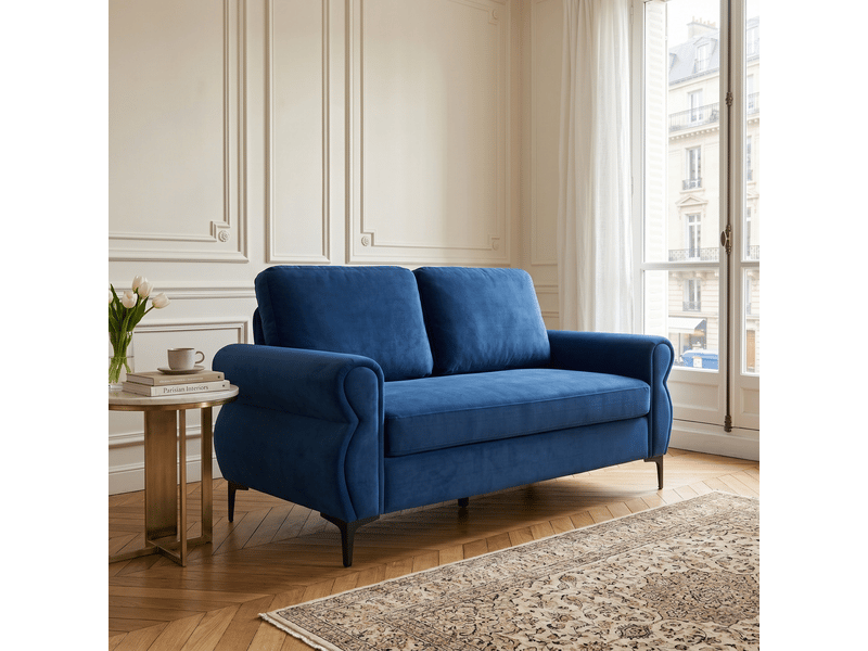  Canapé compact - tissu respirant et durable - dimensions compactes 173,5 cm - cadre en métal et bois stable Bleu - Conforama D