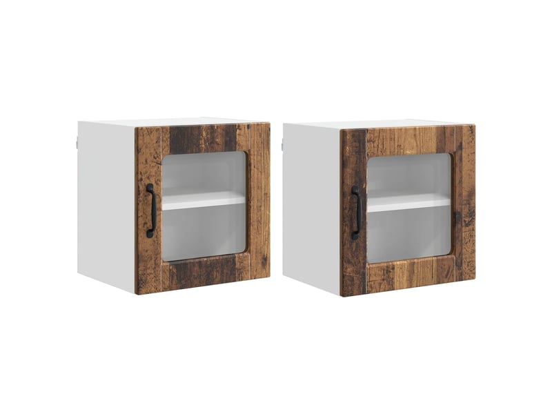  Meuble mural de cuisine, cabinet en verre mural 2 pc bois ancien bois d'ingénierie  - Conforama A
