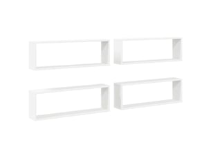 Lot de 4 étagères cube murales, armoires de rangement blanc 80x15x26,5cm bois d'ingénierie cf42749