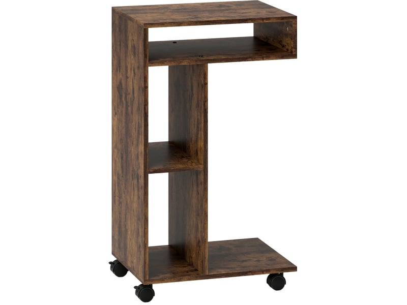  Desserte en c 40x30x69 cm 4 roulettes 3 compartiments panneau de particules brun rustique  - Conforama A