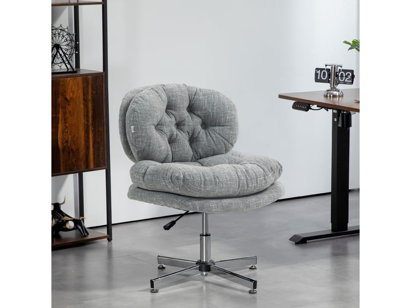  Chaise de bureau sans accoudoirs, chaise de bureau confortable avec assise rembourrée et hauteur réglable, grise  - Conforama D