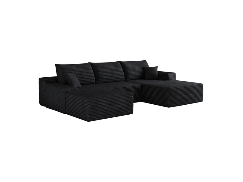  Canapé d'angle modulable 4 places avec méridienne en l 270 cm noir  - Conforama A