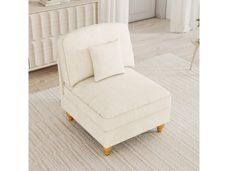  Canapé de salon, canapé chenille, en chenille, blanc, avec accoudoirs  - Conforama R
