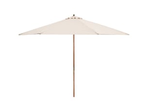 Parasol de jardin de luxe fdzn 4015 3 m rond beige creme en bois acacia