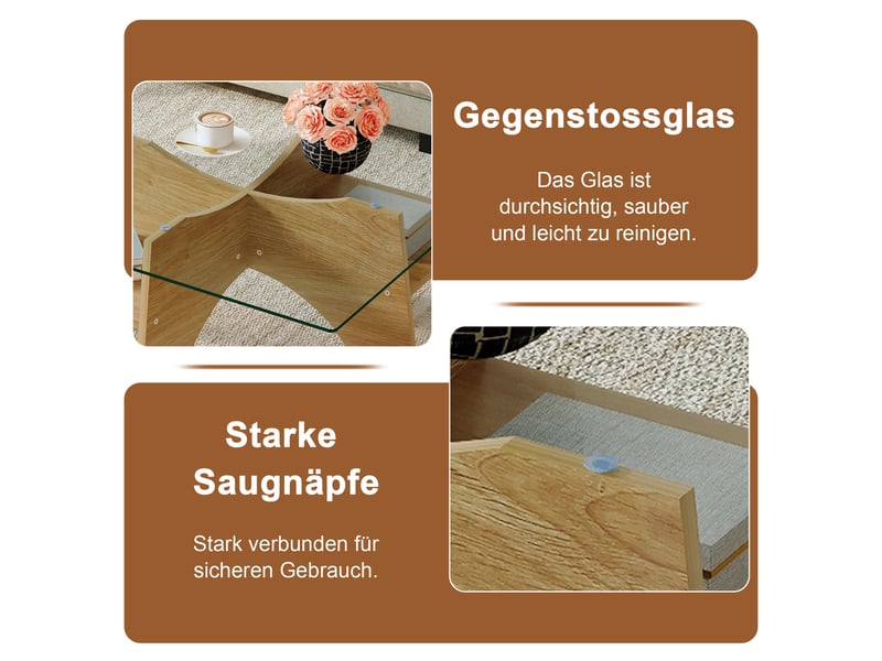  Table d'appoint carrée 80 x 80 cm en verre et mdf  - Conforama D