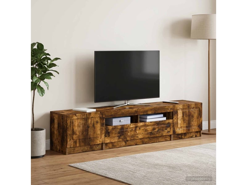 Meuble tv - banc tv - meuble de rangement led utrecht 3 pcs chêne fumé bois d'ingénierie - Conforama C