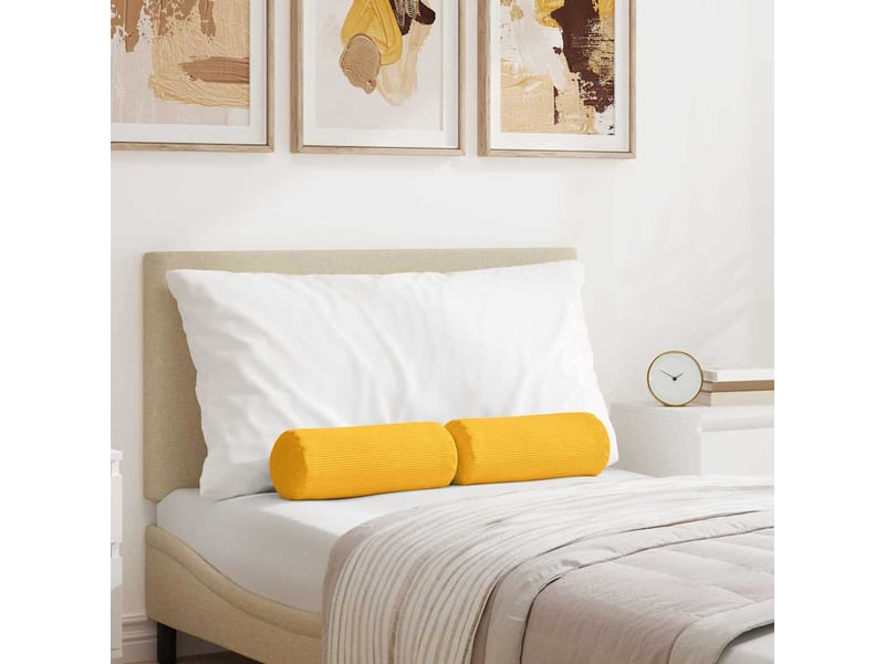 Lot de 2 coussins d'accent, coussins décoratifs, coussins lombaires jaune clair ø 15 x 40 cm cf56739 - Conforama B