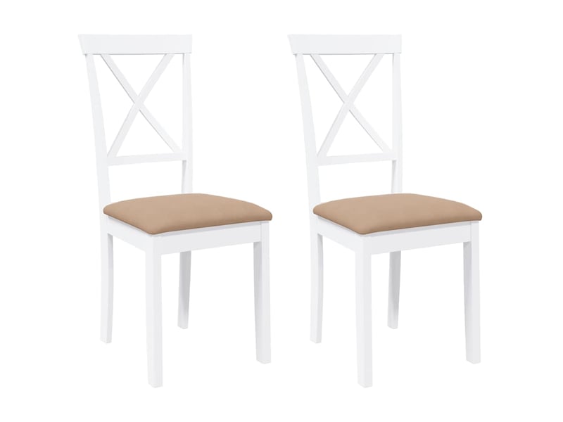  Vidaxl chaises à manger coussins 2 pcs blanc bois massif caoutchouc  - Conforama A