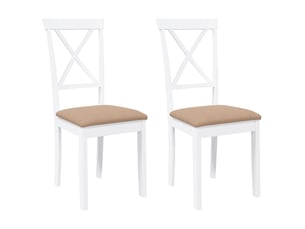 Vidaxl chaises à manger coussins 2 pcs blanc bois massif caoutchouc