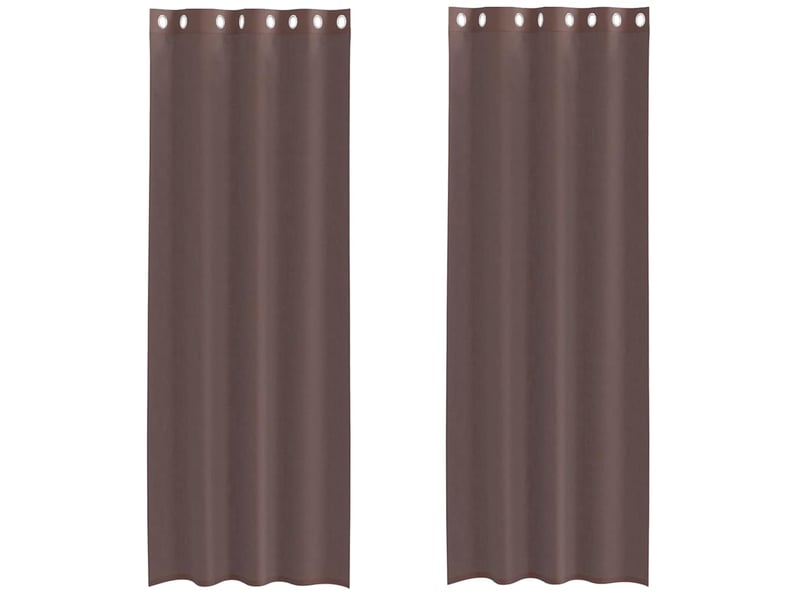  Lot de 2 rideaux en voile, voilages avec œillets marron 140x260 cm cf44378  - Conforama A