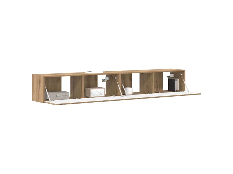  Meuble tv mural 2 pcs chêne artisan bois d'ingénierie  - Conforama C
