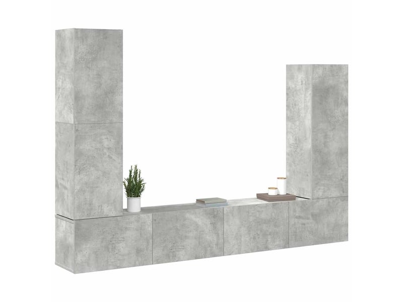  Ensemble de meubles tv 4 pcs gris béton bois d'ingénierie shl62947  - Conforama C