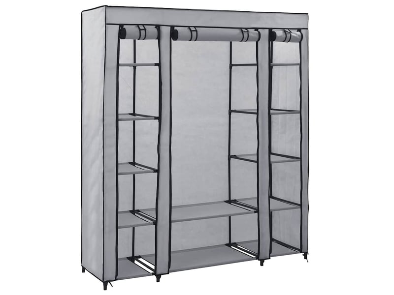  Armoire avec compartiments et tiges gris 150x45x176 cm tissu  - Conforama A