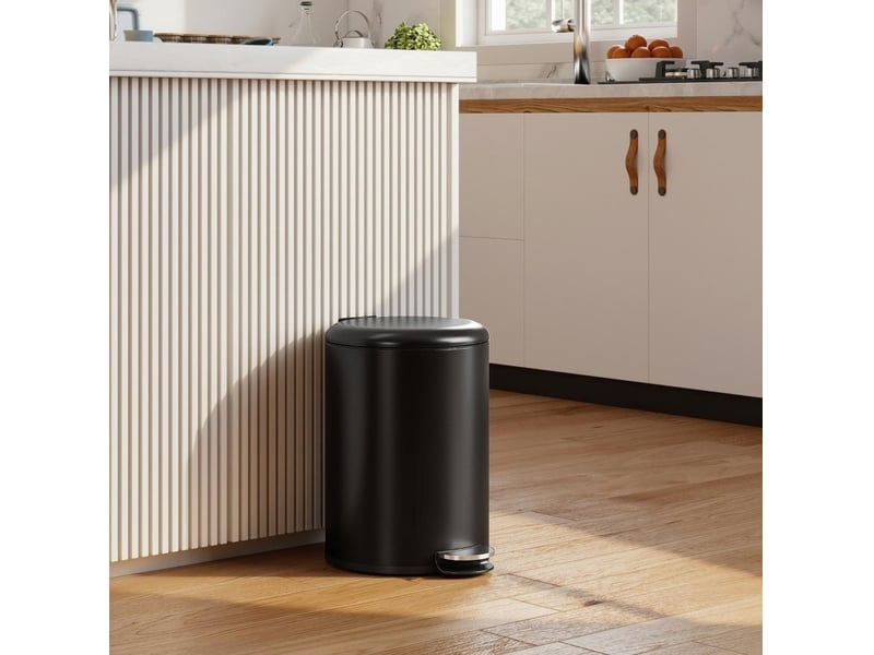 20-liter poubelle de cuisine, seau à déchets résistant aux empreintes digitales en métal avec couvercle à fermeture douce, pédale et seau amovible, noir - Conforama B