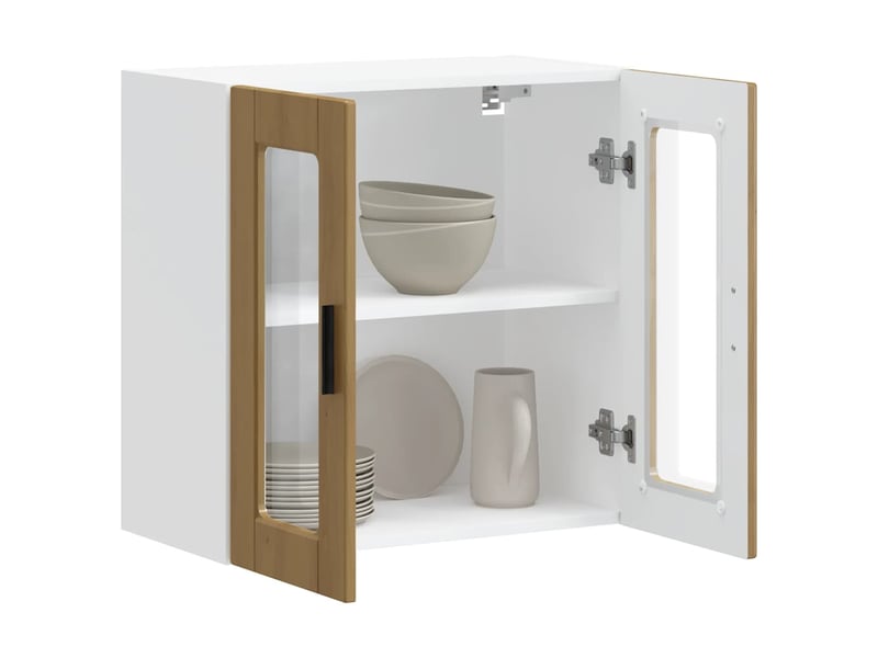 Armoire murale de cuisine porte en verre porto chêne artisanal shl1660  - Conforama C
