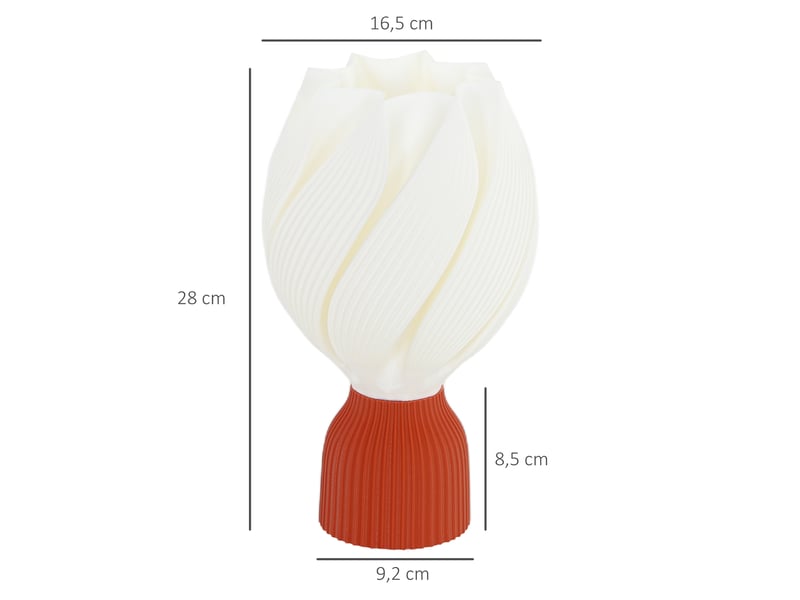  Lampe de table led 3d à motif pétale, lumière chaude pour table de chevet et bureau, ø 16,5 x 28 cm, blanc et terracotta  - Conforama E