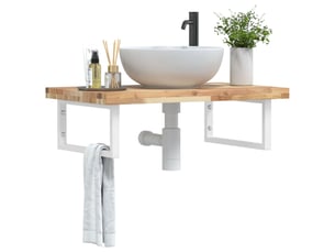 Étagère de vasque | étagère murale acier et bois massif d'acacia shl87
